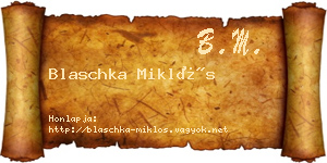 Blaschka Miklós névjegykártya
